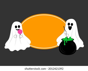  Halloween party invitation card whith cute ghosts.