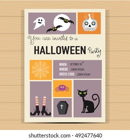Halloween party invitation cards  background  with hand lettering text vector. illustration EPS10.