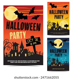 Halloween party invitation concept poster or flyer
illustration design