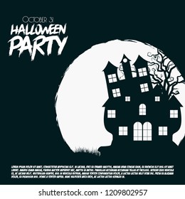 Halloween party invitation design with dark background vector 