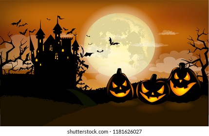 Halloween Party Invitation Dracula Castle Scary Stock Vector (Royalty ...