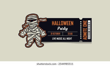 Halloween party invitation entry ticket template graphic