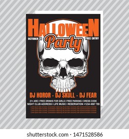 Halloween Party Invitation Flyer. Editable Vector