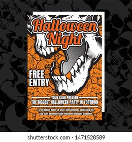 Halloween Party Invitation Flyer. Editable Vector