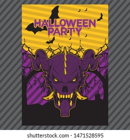 Halloween Party Invitation Flyer. Editable Vector