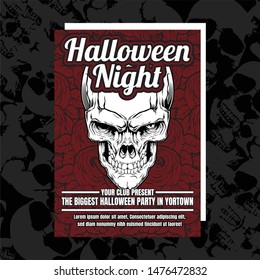 Halloween Party Invitation Flyer. Editable Vector