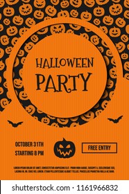 Halloween Party - invitation with funny silhouettes of pumpkins. Vector.