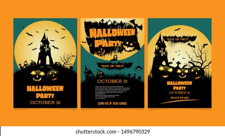 Halloween party invitation, Holiday calligraphy poster, greeting card, party invitation, Vector illustration.