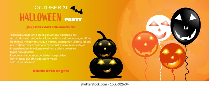 Halloween party invitation, Holiday calligraphy poster, greeting card, party invitation, Vector illustration.