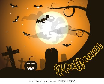 halloween party invitation, halloween illustration backgroud, halloween with scary pumpkin