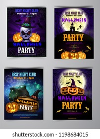 Halloween party invitation on wooden wall background