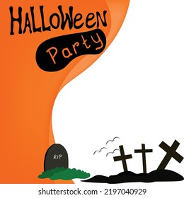halloween party invitation photo border orange picture overlay graveyard halloween template christian tomb sillhouete