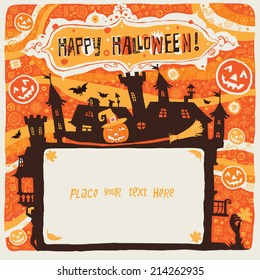 Halloween party invitation postcard, poster, ornament or background for Halloween party invitation. 