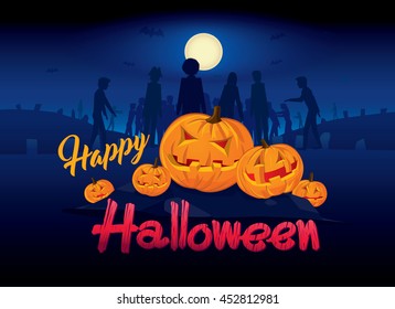 Halloween party invitation poster background. Vector illustration