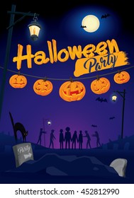 Halloween party invitation poster background. Vector illustration