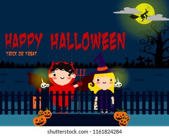 Halloween party invitation poster or card illustration design