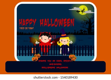 Halloween party invitation poster or card illustration design