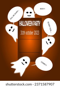 Halloween Party Invitation. Poster with funny ghosts.