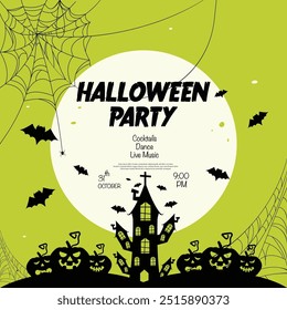 Halloween Party Invitation Poster Vector Design.