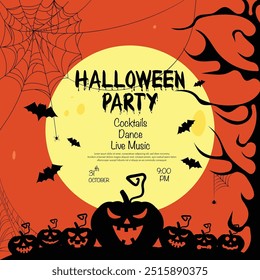 Halloween Party Invitation Poster Vector Design.