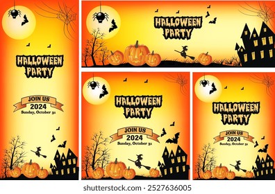 Halloween Party convite cartaz vetor design.