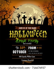 Halloween party invitation or poster or the zombies party