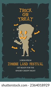 Halloween party invitation posters or brochure background in paper cut style.