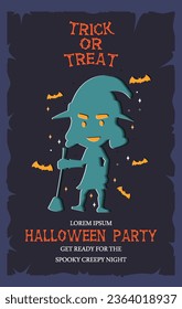 Halloween party invitation posters or brochure background in paper cut style.