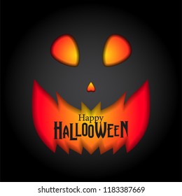 Halloween party invitation with scary mask emotion angry ghost. banner poster label template. vector illustration.
