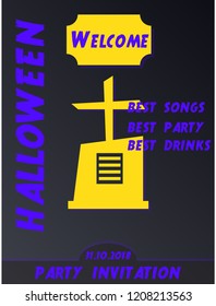 Halloween party invitation scary poster celebration illustration grave