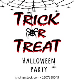  Halloween Party Invitation with spider. Happy Halloween trick or treat. Vector illustration
