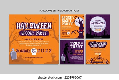 Halloween party for invitation spooky party social media post