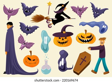 Halloween party invitation template. Stylized illustration with two zombies. 