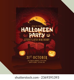 halloween party invitation template vector design illustration