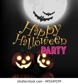Halloween party invitation, vector eps 10 illustration