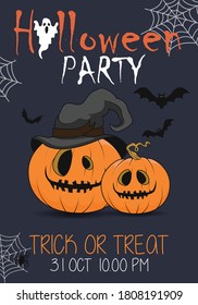 Halloween party invitation vector illustration. 