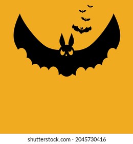 Halloween party invitations or bats greeting card. Vector illustration. Place for text
