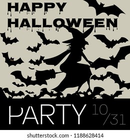 Halloween party invitations or greeting cards with handwritten calligraphy and traditional symbols.
