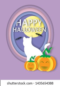  Halloween party invitations or greeting cards . paper cut and craft style . 