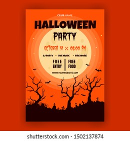 Halloween party invitations or greeting cards, halloween night party, background for invitation card poster flyer