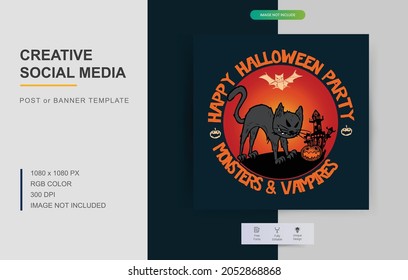 Halloween Party invitations, greeting cards, or posters design. Perfect for social media posts. Vector illustration. 