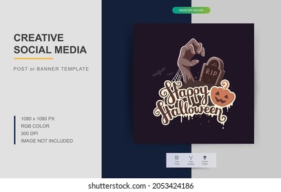 Halloween Party invitations, greeting cards, or posters design. Perfect for social media posts. Vector illustration. 