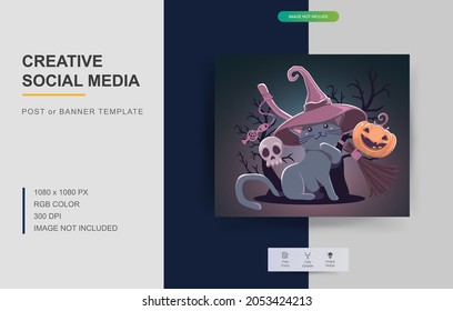 Halloween Party invitations, greeting cards, or posters design. Perfect for social media posts. Vector illustration. 