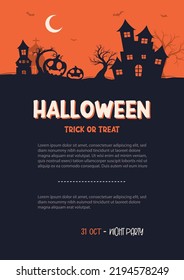 Halloween party invitations or greeting cards background. Halloween  illustration template for banner, poster, flyer, sale, and all design.