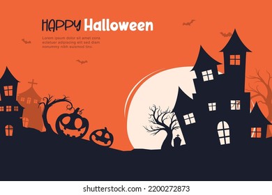 Halloween party invitations or greeting cards background. Halloween  illustration template for banner, poster, flyer, sale, and all design.