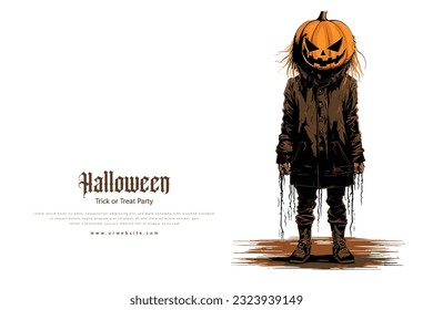 Halloween party invitations or greeting cards. Halloween pumpkins. Halloween Scary template, Witch, Pumpkins and Bats.