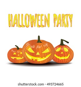 Halloween party. Isolated pumpkin. Vector illustration.