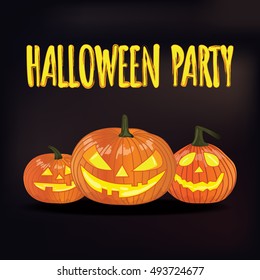 Halloween party. Isolated pumpkin. Vector illustration.