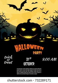 halloween party jack o lantern poster vector