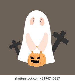 Halloween Party. kids in ghost costume